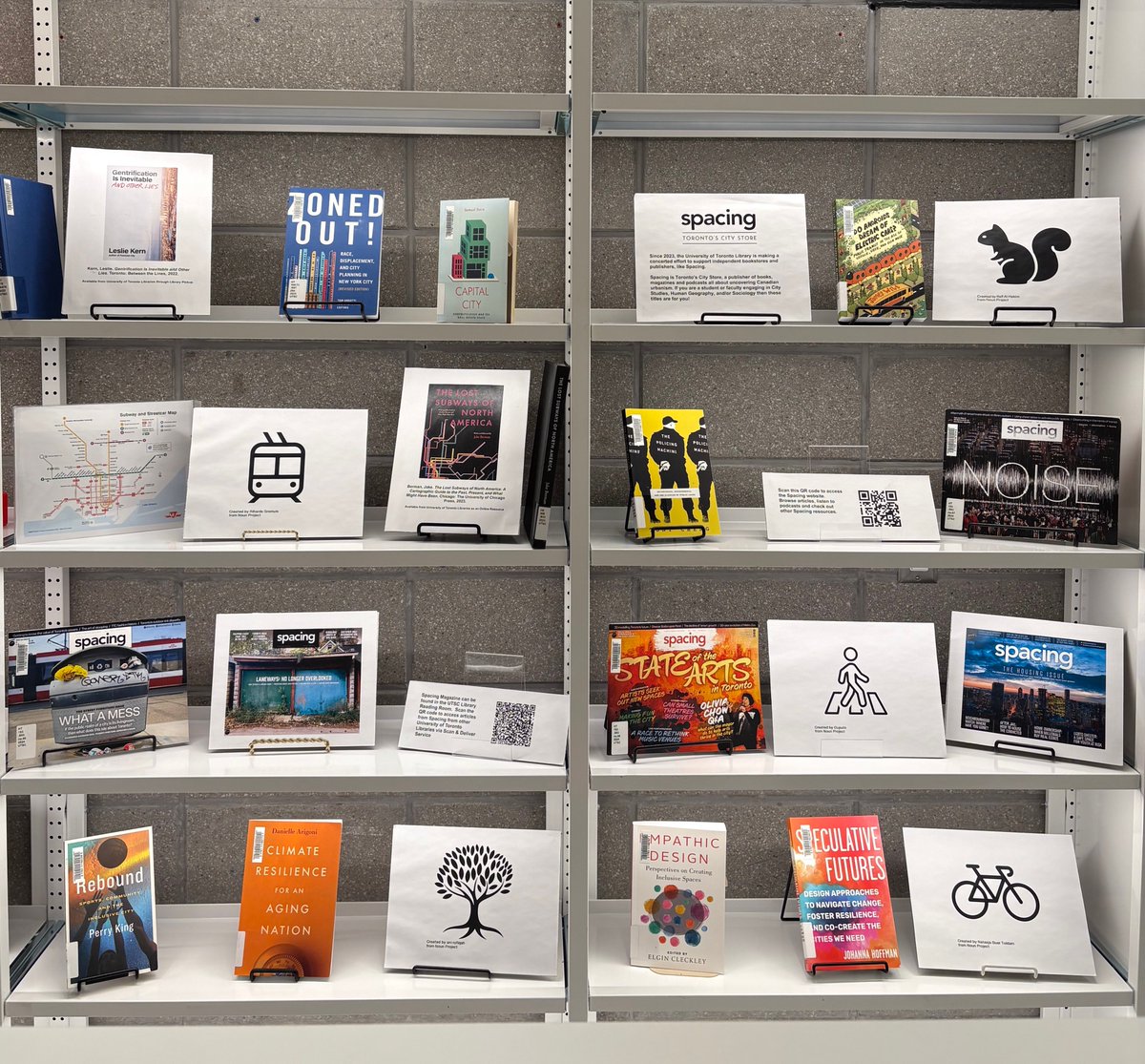 Sending out love to UofT Scarborough library peeps for this amazing display of <a href="/Spacing/">Spacing</a> magazines &amp; books sold at the <a href="/SpacingStore/">Spacing Store</a>.