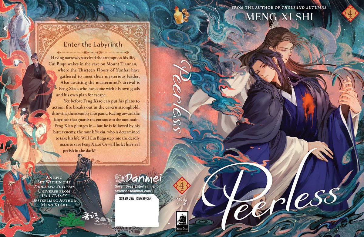 gomanga's tweet photo. New #danmei cover reveal! ✨ PEERLESS (NOVEL) Vol. 4 by Meng Xi Shi + art by @mimominamo! The historical mystery set in the same universe as THOUSAND AUTUMNS—out in English print/digital this June! #Peerless #Wushuang #SevenSeasDanmei

Pre-order now:
https://t.co/lODyo7l8Me https://t.co/ETp7qoMQAK