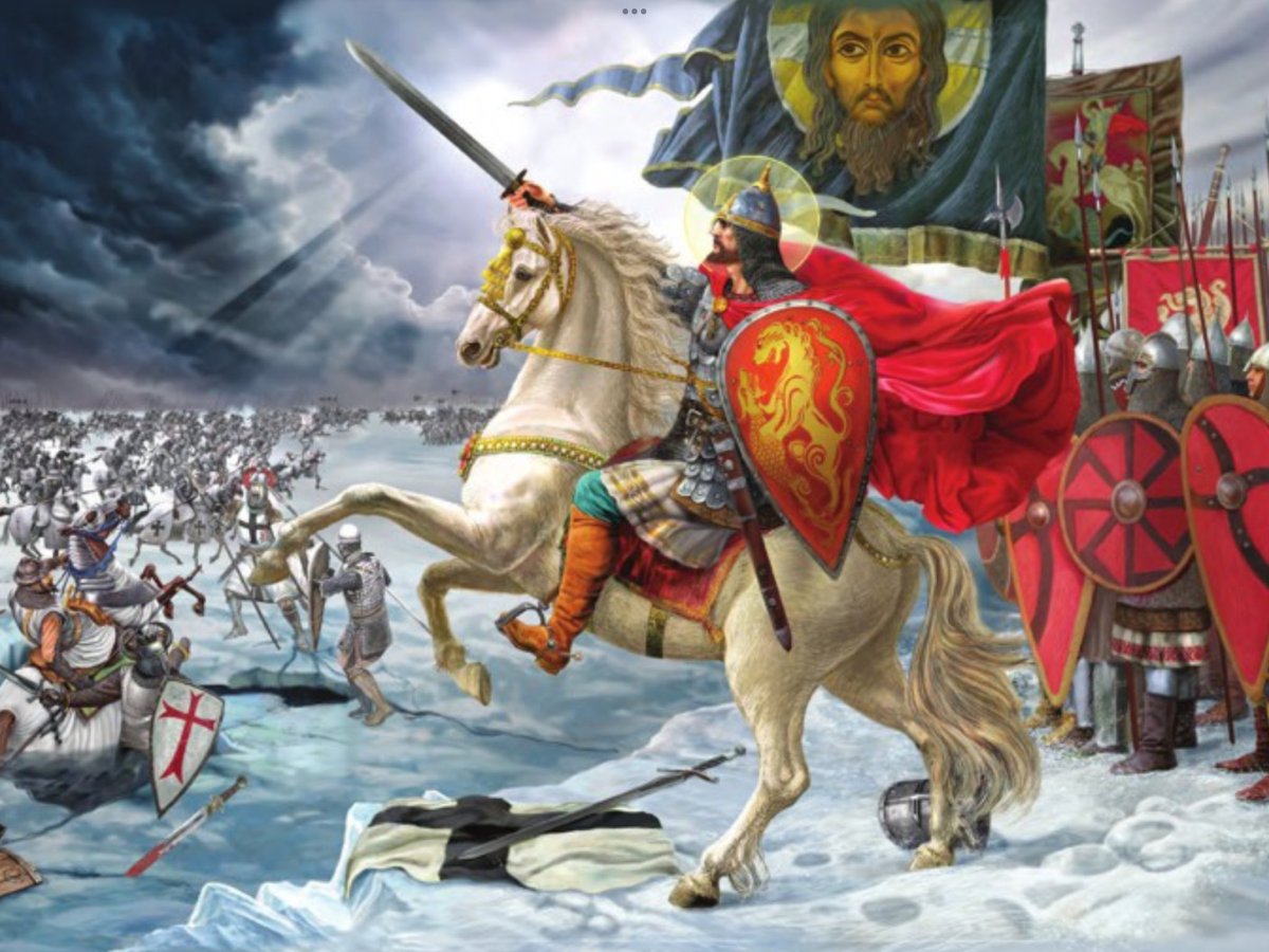 12 апреля 1242 года войско Александра Невского одержало победу над немецкими рыцарями на Чудском озере.
День воинской славы России - Ледовое побоище.