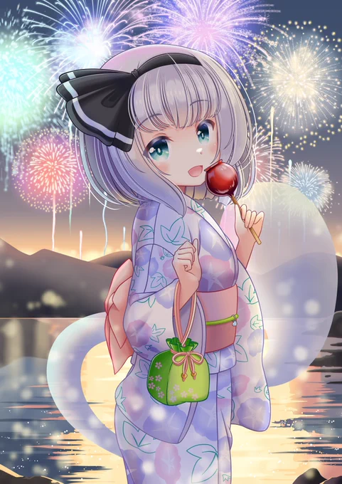 #あなたの描く四季が見たい 東方projectの魂魄妖夢季節感のある服装着させてみたいのと背景の練習 