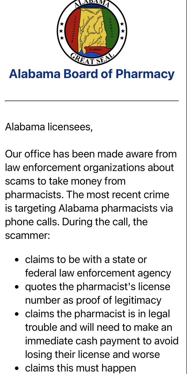 AlaPharmacists's tweet photo. Pot. Kettle. Black. 🤦‍♂️ Hopefully those same law enforcement agencies will investigate the #scam #Alabama #State #Board of #Pharmacy for extorting money from Alabama #pharmacists and other licensees… Stupid just keep being stupid. #ALBOP https://t.co/MwMazTnYxR