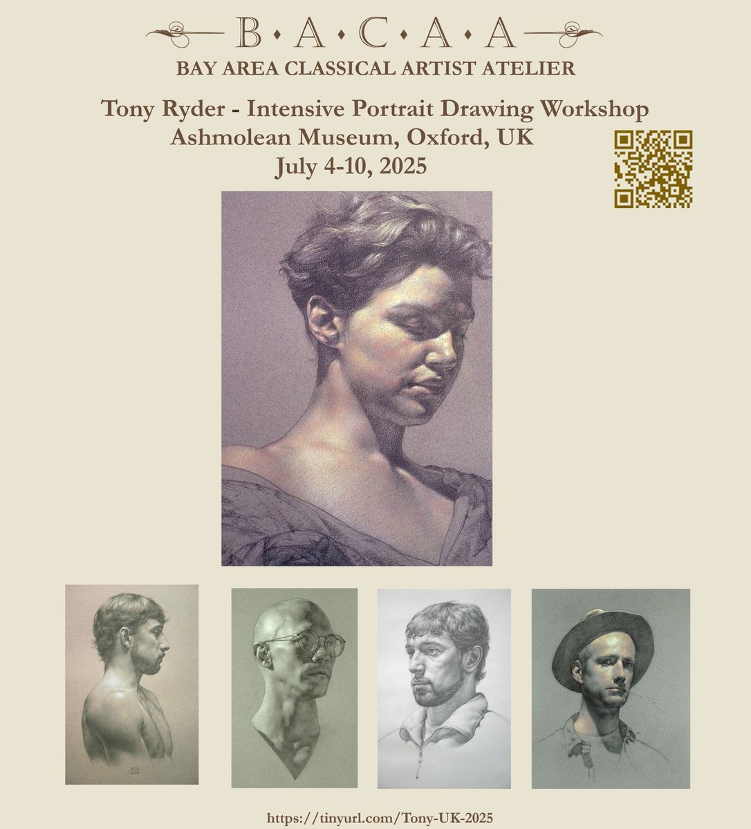 BACAA/Tony Ryder Intensive Portrait Drawing Master Workshop  -  Ashmolean Museum, Oxford, UK 2025

Join ARC Living Master Anthony Ryder and the ARC Approved Atelier, BACAA on a 5 day drawing workshop at the Ashmolean Museum in Oxford, UK.
bacaa.org/bacaatony-ryde…
#bacaa #tonyryder