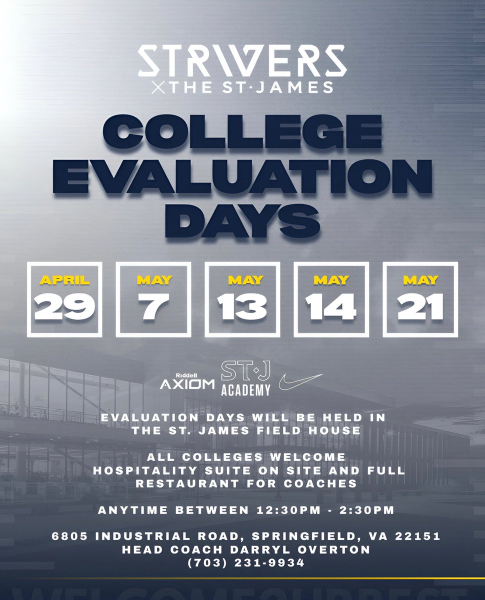CoachWheeler13's tweet image. COLLEGE COACHES ‼️we're excited to share our ST James Academy workout days for Spring 2025 and invite you to experience what we are building here at our state of the art facility. A hospitality suite and full restaurant on site for your convenience will be provided for you.…