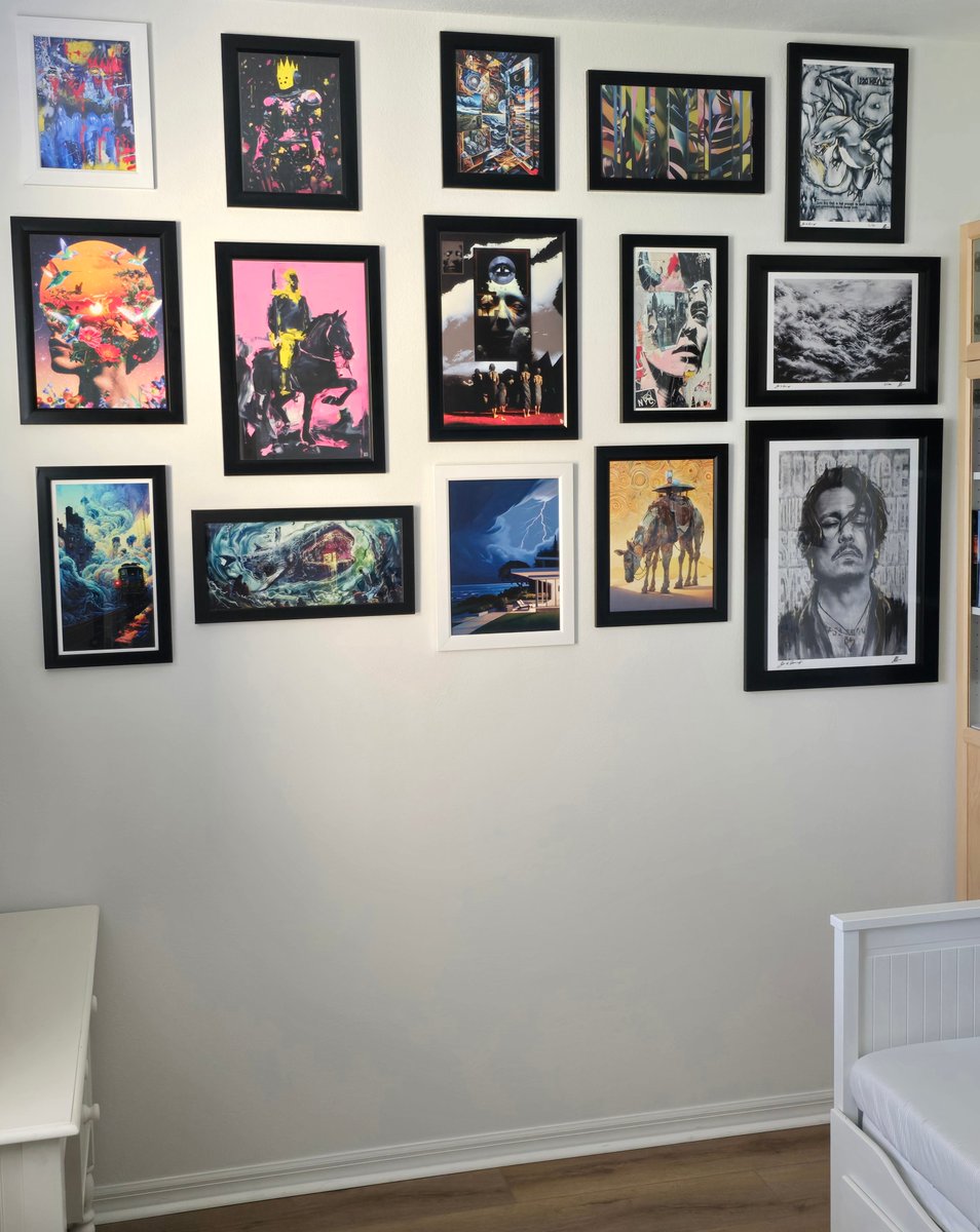 From vision to completion took a few weeks, but the wall is done...for now. Stoked with how it turned out. 

From left to right, top to bottom:

<a href="/rocketgirlART/">Rocketgirl</a> <a href="/PonseLakiva/">Ponse Lakiva ✨</a> <a href="/0009ine/">0009.eth</a> 
<a href="/DocT___/">DocT 🟡</a> <a href="/0xMLow/">MLow 🌸</a> <a href="/andresdelvecc/">ANDRÉS DEL VECCHIO</a> 
<a href="/_Aerox_x/">Aerox_x</a> <a href="/blac_ai/">BLΛC</a> <a href="/delta_sauce/">DeltaSauce</a> 
<a href="/KaeliVanfossen/">Kaeli VanFossen | Artist 🌴</a> <a href="/DVKtheartist/">DVK the artist</a>