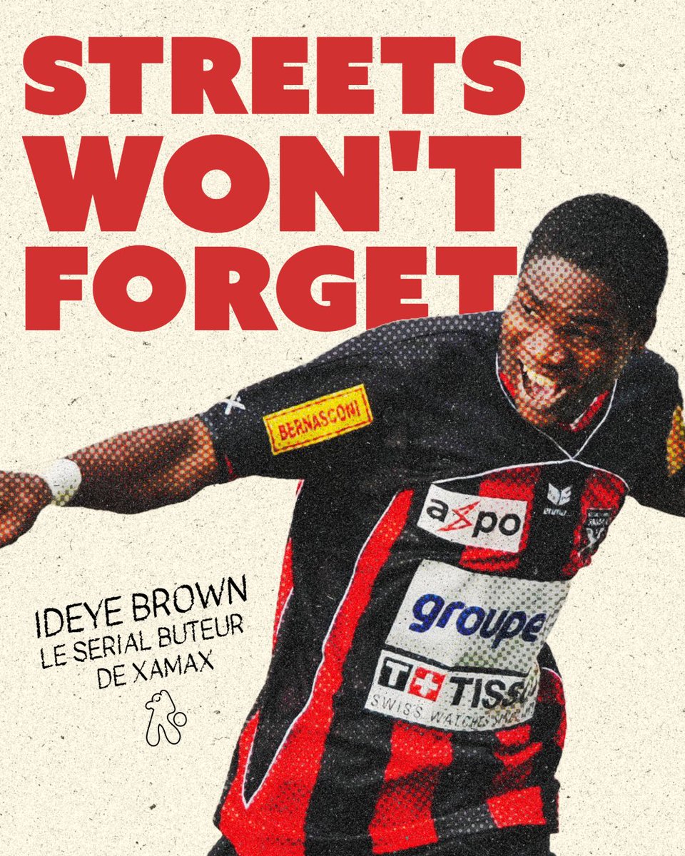nonantemag's tweet photo. "Streets won’t forget" 

Ideye Brown à Neuchâtel Xamax, c’est 30 buts et 16 assists en deux ans. Arrivé en catimini, reparti en héros.

À lire tout bientôt dans le numéro 0 de Nonante.

✍️ @thomas_frbh https://t.co/p6bnxJvIsd