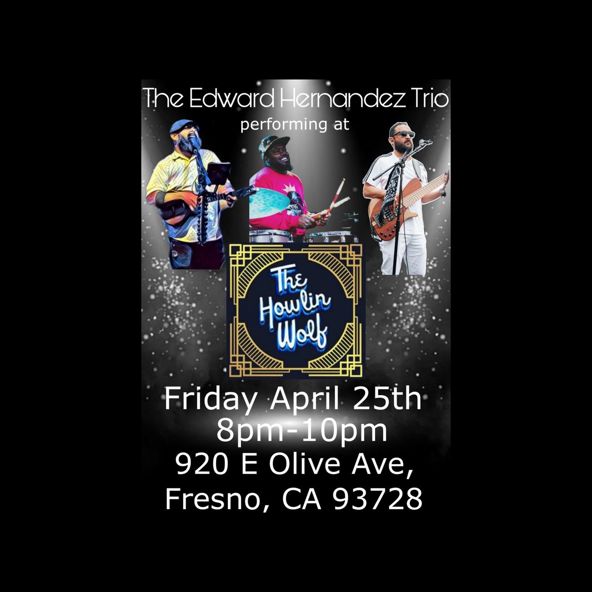 The Edward Hernandez Trio
@thebeardeduke - Ukulele 
@e3muzix - Drums 
@jacstor1 - Bass
We will be rocking out on Friday April 25th at the @the.howlin.wolf.fresno
Showtime starts at 8pm. 
Come out and enjoy amazing Drinks, food and music. 
Saludos!!!