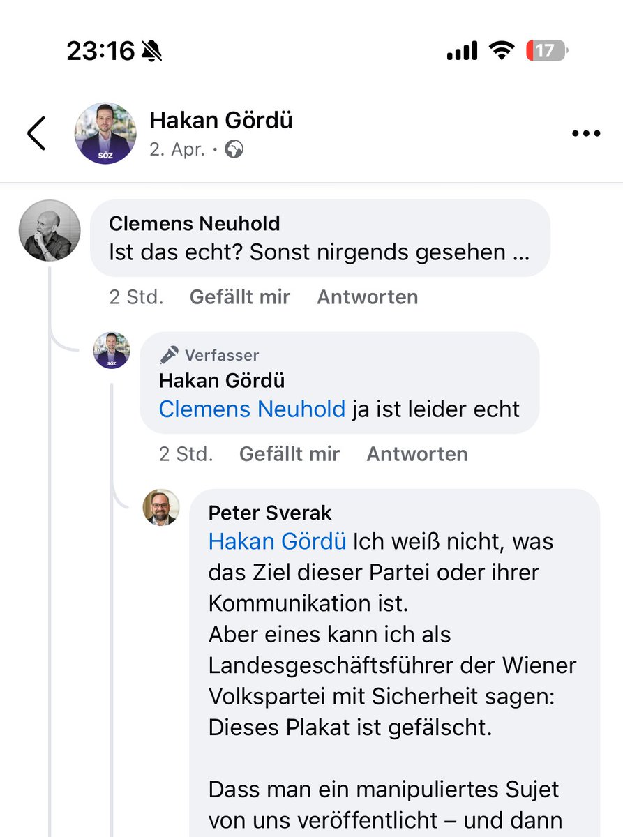PeterSverak's tweet photo. Wenn ein Politiker ein gefälschtes Plakat verbreitet – und auf Nachfrage auch noch „ja, ist leider echt“ schreibt – dann ist das nicht nur unanständig. Das ist das sprichwörtliche Fass, das den Boden ausschlägt.

Auch vom Islam darf man erwarten, dass man sich an grundlegende Werte hält: Keine Lüge, kein Betrug.