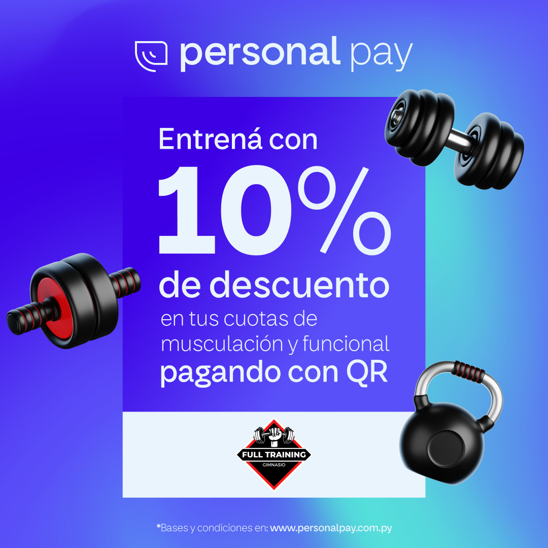 personalpaypy's tweet image. Ya no tenés excusas para empezar la vida fit 🏋🏻♀️ ✨
Pagando con QR con #PersonalPay tenés 10% de descuento en tus cuotas 📲