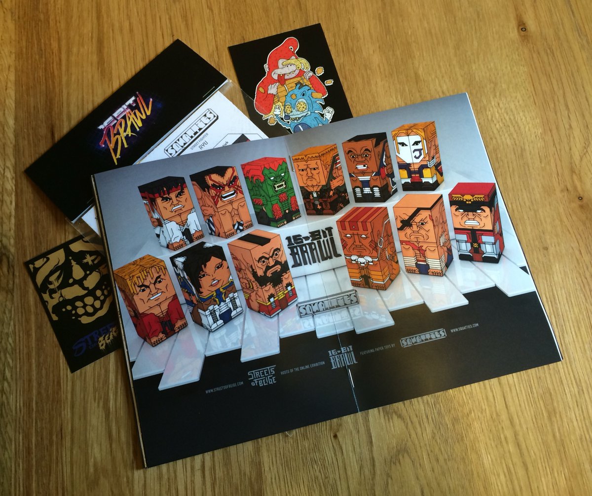 12 Street Fighter characters featured in the Sega vs Nintendo '16 Bit Brawl exhibition/zine' curated by the former 'Streets Of Beige' blog, and a stroke of luck orchestrated by my mate <a href="/thewelshswanny/">Swanny</a> put them in front of <a href="/CapcomEurope/">Capcom Europe</a> and then it got really interesting. 
🧵6/11
