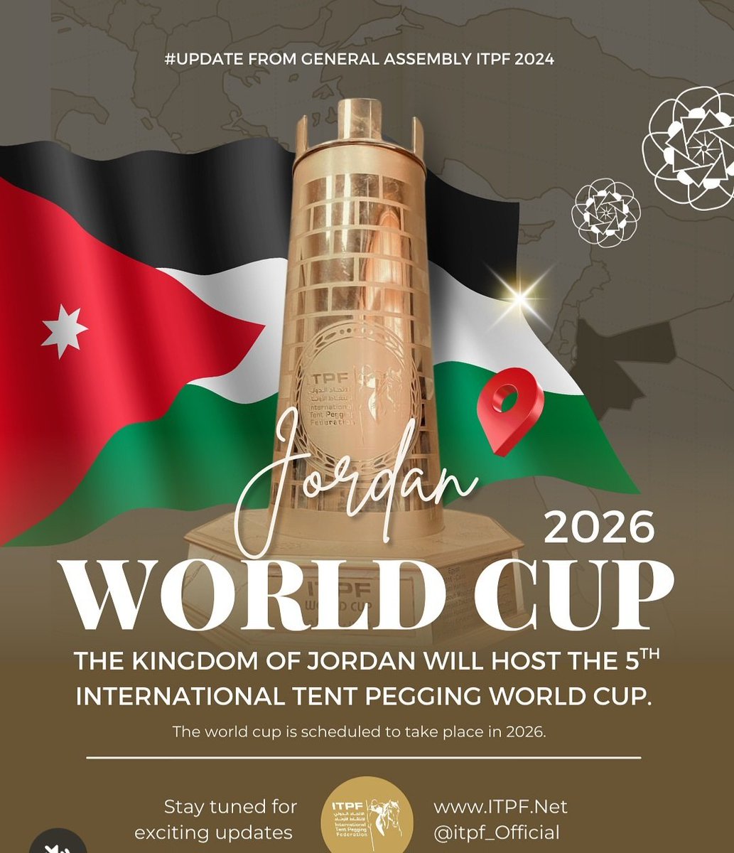 Itpf_info's tweet photo. موافقة الجمعية العمومية على ملف المملكة الأردنية الهاشمية لاستضافة بطولة كأس العالم الخامسة لالتقاط الأوتاد ٢٠٢٦م. https://t.co/tfUTtXd4af