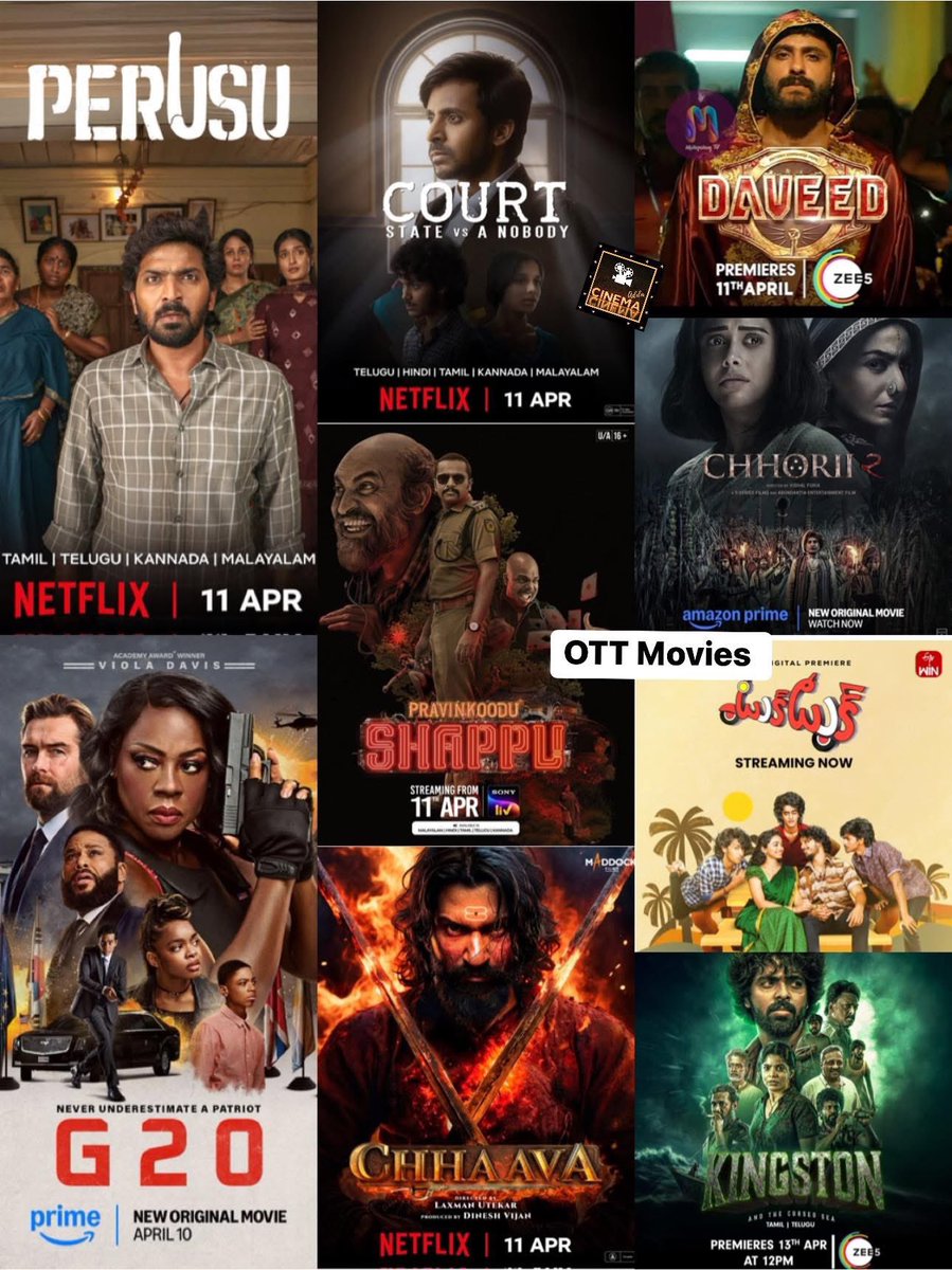 cineAddaUS's tweet photo. April 2025- Week 2 #WeekendKaAdda
Theatrical- #TheAmateur #AlappuzhaGymkhana #Warfare #Bazooka #GoodBadUgly #Jack #Drop #AkkadaAmmayiIkkadaAbbayi
OTT Movies- #Perusu #CourtOnNetflix #Daveed #TukTuk #G20OnPrime #ChhaavaOnNetflix #PravinkooduShappu #Chhorii2 #Kingston https://t.co/P8UaCCCMlP