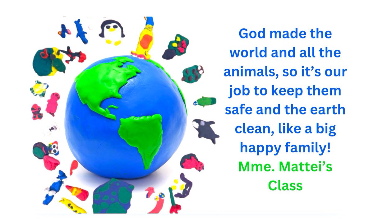 Mme Mattei’s Grade 3 FI class were learning about taking care of God’s Creations.  They then used air dry clay to create plants and animals.
