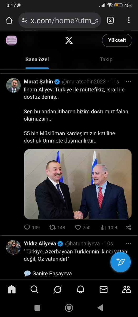 Haticesultan54's tweet photo. EY ALİYEV DOSTUM İSRAİL DİYORSUN ALLAH SENİ AFFEDERMİ?
MÜSLÜMANSAN TERÖR DEVLETİNE DOSTUM DİYEMEZSİN BİZ SENİN DOST VE KARDEŞLİK İFADELERİNDEN DE ŞÜPHE DUYMAYA BAŞLADİK
YAHUDİ SEMPATİZANLIĞIMI VAR SENDE 50000 MÜSLÜMANA SOYKIRIM YAPAN TERÖR DEVLETİNE DOSTUM DEMEN HAİNLİKTİR. https://t.co/fjxpxV8Olw