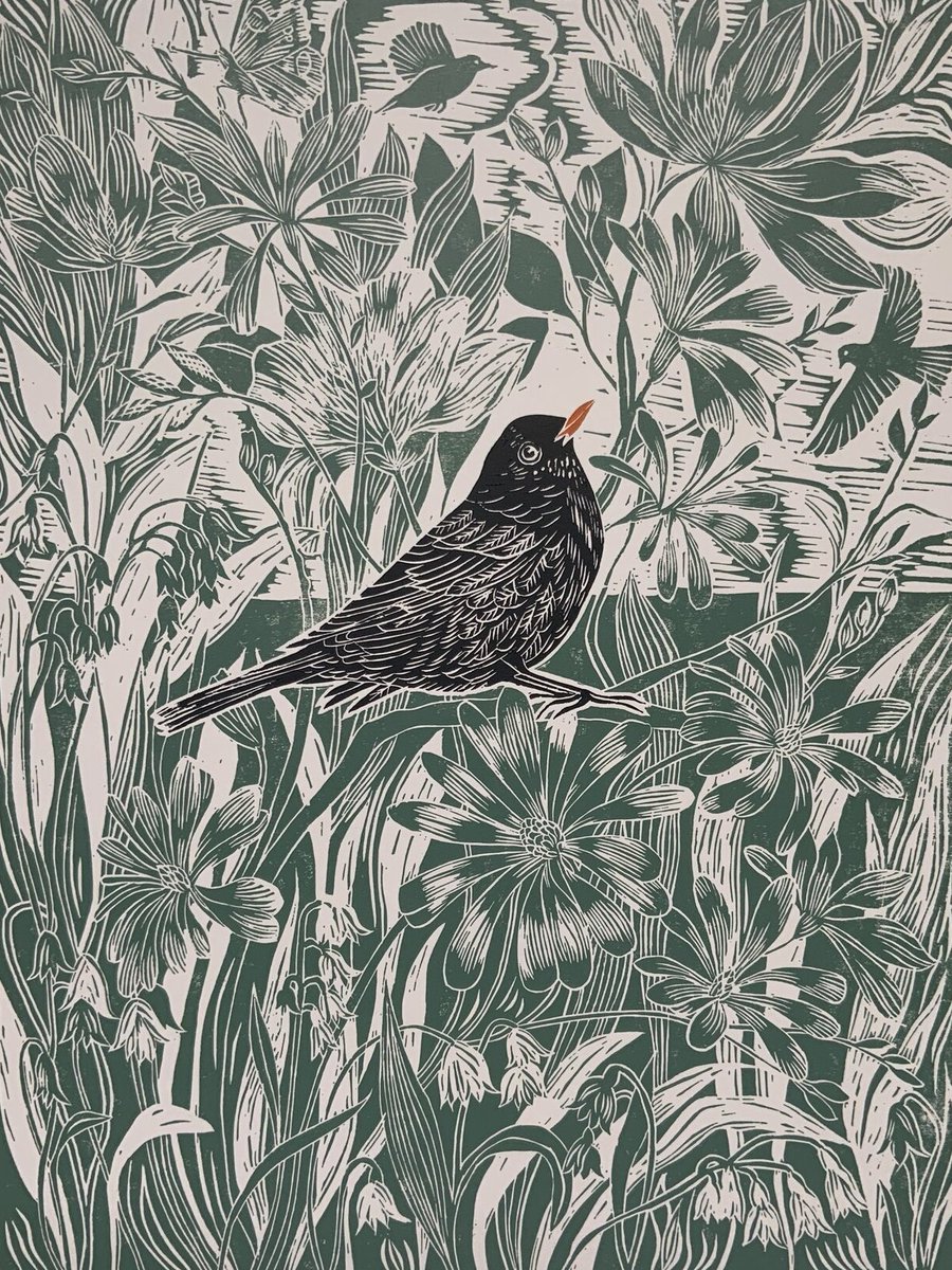 marysia_cc's tweet photo. Vivienne Keable, Spring Blackbird in Magnolia https://t.co/p3mzeRh8El