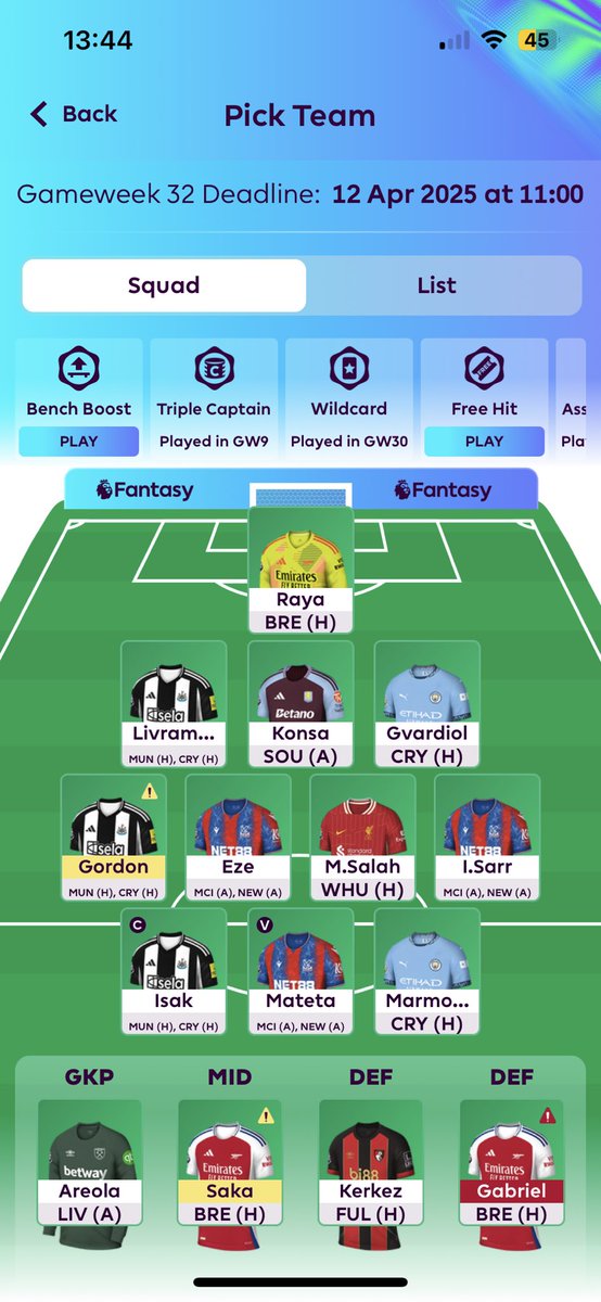 Dobbo_9's tweet photo. @FPL_Bateman 2ft bb33. Leave Gordon? Gab to Bradley bench konsa? Thanks https://t.co/mDEO7sH8oA