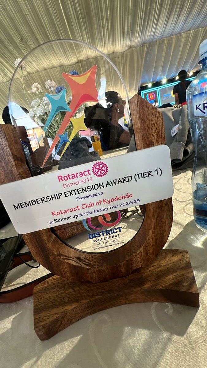 We’re proud to be awarded the Membership Extension Award (Tier 1) as Runner-Up for 2024/25! during this year’s DISCON

Big thanks to the members and  District 9213. This win is for all of us—let’s keep growing together! 

#Rotaract9213 #KyadondoPride #100ThDISCON