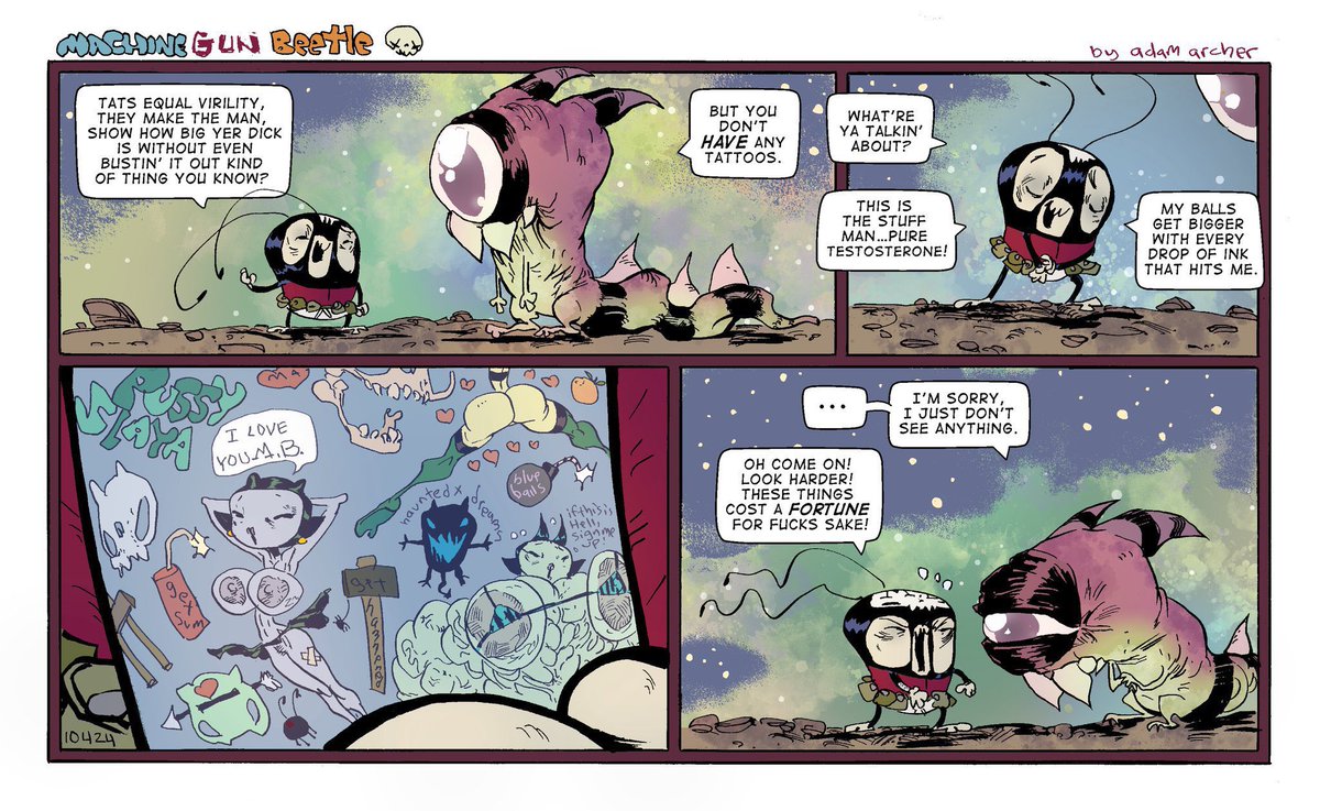 AdamArcherArt's tweet image. #MachinegunBeetle

30 of these little bastards comics up on my site 🪲💥💥💥

adamarcherart.com

#NotARoleModel