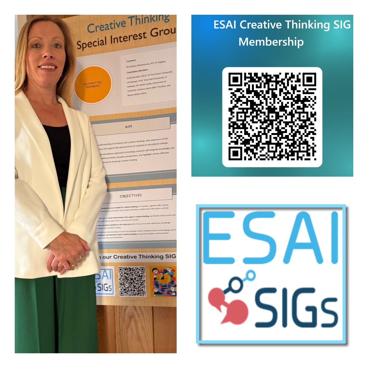 Delighted to launch the Creative Thinking Special Interest Group (SIG) <a href="/esai_irl/">ESAI</a> in Athlone today. The SIG will raise awareness of the creative process and approaches that encourage exploration and discovery. Please join the group using the QR code below. <a href="/ATUStAngelas/">ATU St Angelas</a> #esai25 👇