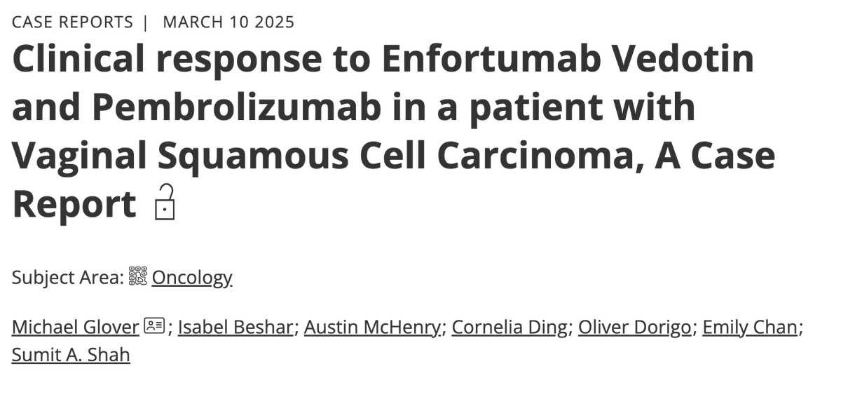 glovedoc's tweet photo. Two recent co-publications with my incredible wife (and gyn-onc) @IsabelBeshar. A case report on a patient with vaginal cancer and sustained response to EVP, and our dear sweet August. Our hearts are full https://t.co/YmxdvnXkjz