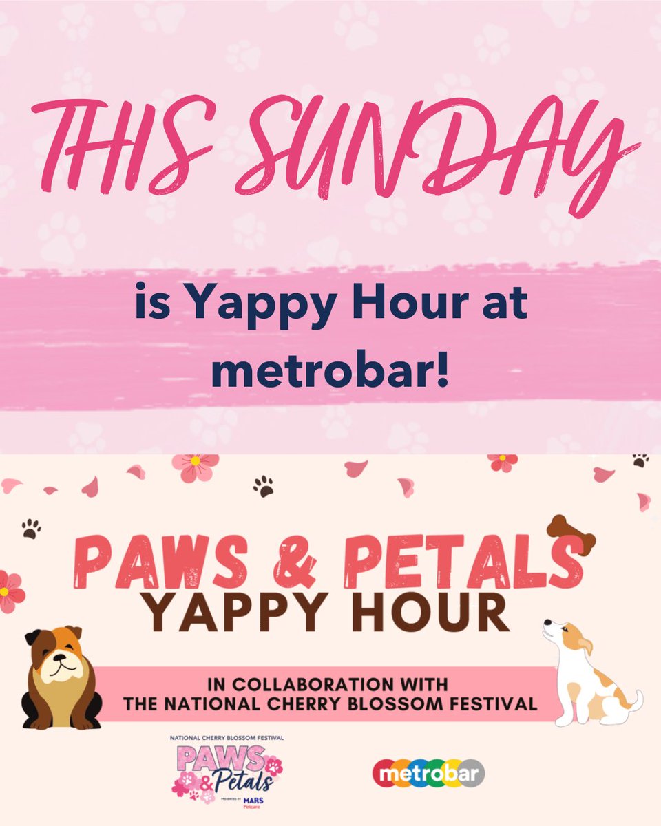 The National Cherry Blossom Festival is pet friendly! We’re welcoming you and your furry best friends to a Yappy Hour, this Sunday at <a href="/metrobardc/">metrobar</a>! We’ve got you covered with amenities on site to keep their tails wagging! 

Visit our website for more details.