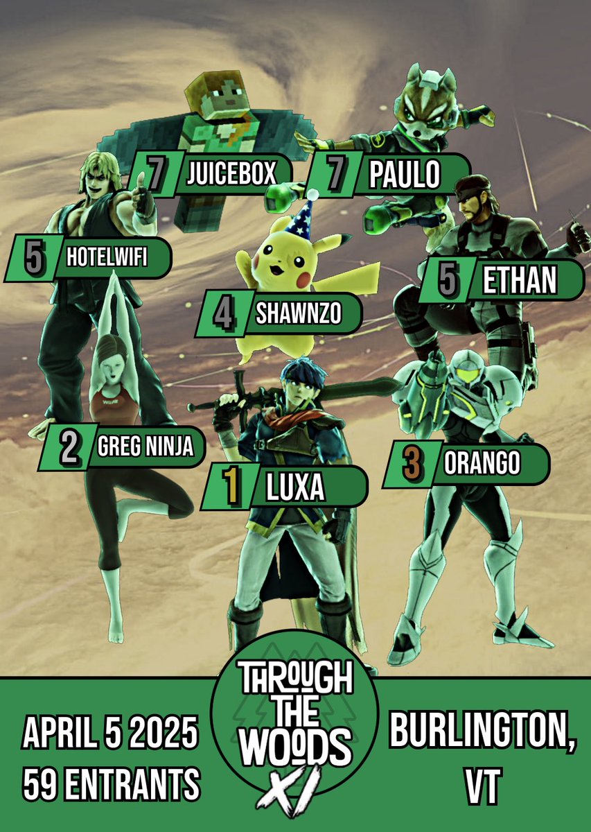 VermontSmash's tweet image. Thank you to everyone that participated in Through the Woods and congrats to those that made top 8, hope to see you at the next one!!