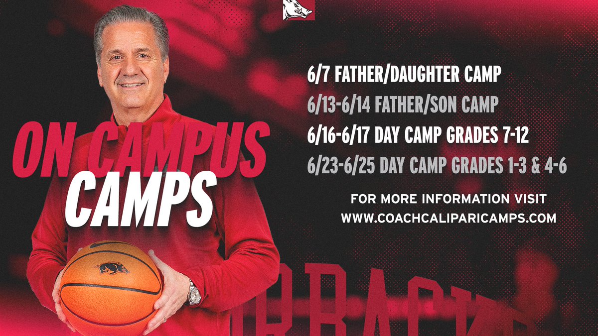 One of my favorite times of the year is almost here! I am so excited for a full slate of camps this summer. We will be hosting several satellite camps around the state as well as our camps in Bud Walton Arena and the Marsha and Marty Martin Basketball Performance Center! 

We