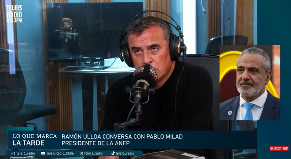 Tele13_Radio's tweet photo. En vivo | Pablo Milad, presidente de la ANFP, y graves incidentes en Estadio Monumental: "La sensación de inseguridad no del fútbol" [#LoQueMarcaLaTarde].

#InformaciónEsencial en https://t.co/MdFJuuFsvb https://t.co/ObloLtR8Za
