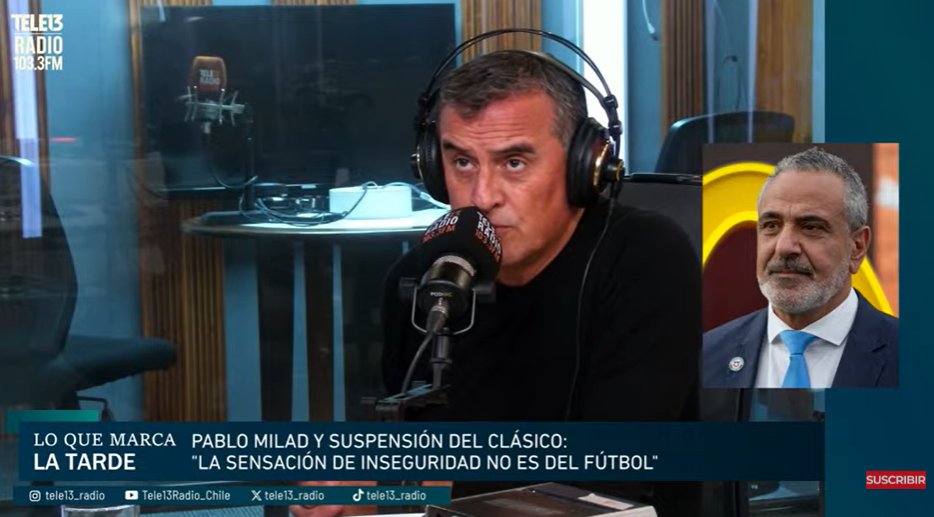 Tele13_Radio's tweet photo. En vivo | Pablo Milad, presidente de la ANFP, y graves incidentes en Estadio Monumental: "Los hechos son condenables cuando hay pérdidas de vidas humanas" [#LoQueMarcaLaTarde].

#InformaciónEsencial en https://t.co/Uyxc5H2Idk https://t.co/N2zoRIalMb