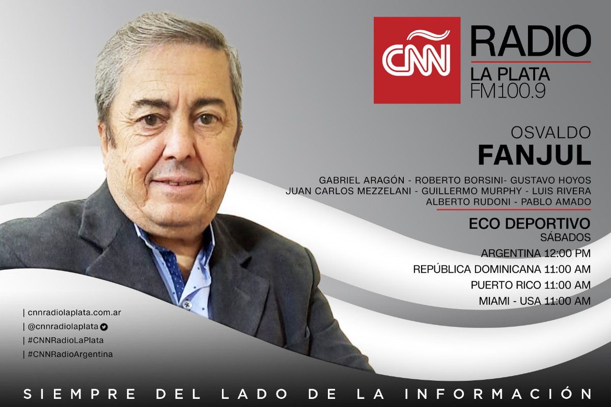 RadioKiwik's tweet photo. Este #Sábado 
12 del mediodía...
¡Regresa #EcoDeportivo !

La audición histórica de la ciudad de #LaPlata con el Equipo original y la capitanía de Osvaldo Fanjul.

Viví con nosotros la pasión por la #Radio y el #Deporte

#CNNRadioLaPlata
FM 100.9 📻 

🌐https://t.co/Qp4sfv7VqG https://t.co/bG5Pc0u2b0