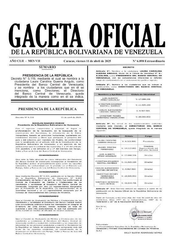 monicamoni34730's tweet photo. #EsNoticia Venezuela sigue avanzando. Laura Carolina Guerra Angulo liderará el Banco Central de Venezuela. ¿Qué áreas deberían priorizarse bajo esta nueva dirección? #ProgresoNacional #EconomíaPositiva https://t.co/K2B1d2QKav
