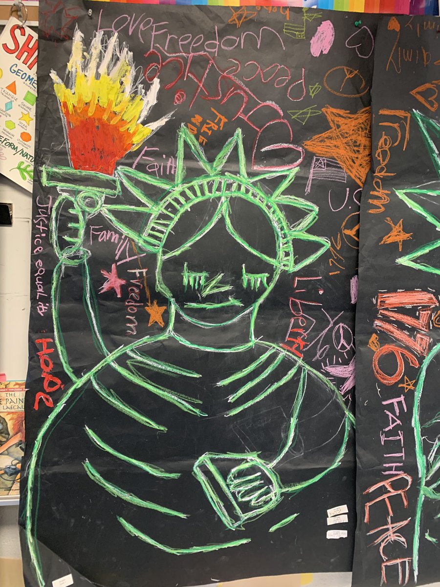 Inspired by the art of Keith Haring, third grade students worked cooperatively on Statue of Liberty murals! They learned about the history and symbolism of this national monument while discussing the significance of democracy! <a href="/muhlsd/">Muhlenberg SD</a> #andi