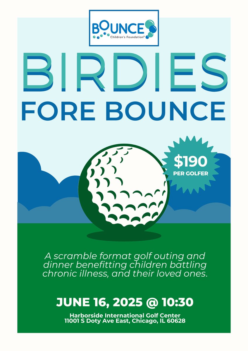 As you’re watching the Masters this weekend, start planning your foursome for Birdies Fore Bounce 2025. Registration goes live Monday!

#bouncechildrensfoundation #golf #chicagogolf #themasters #fundraiser