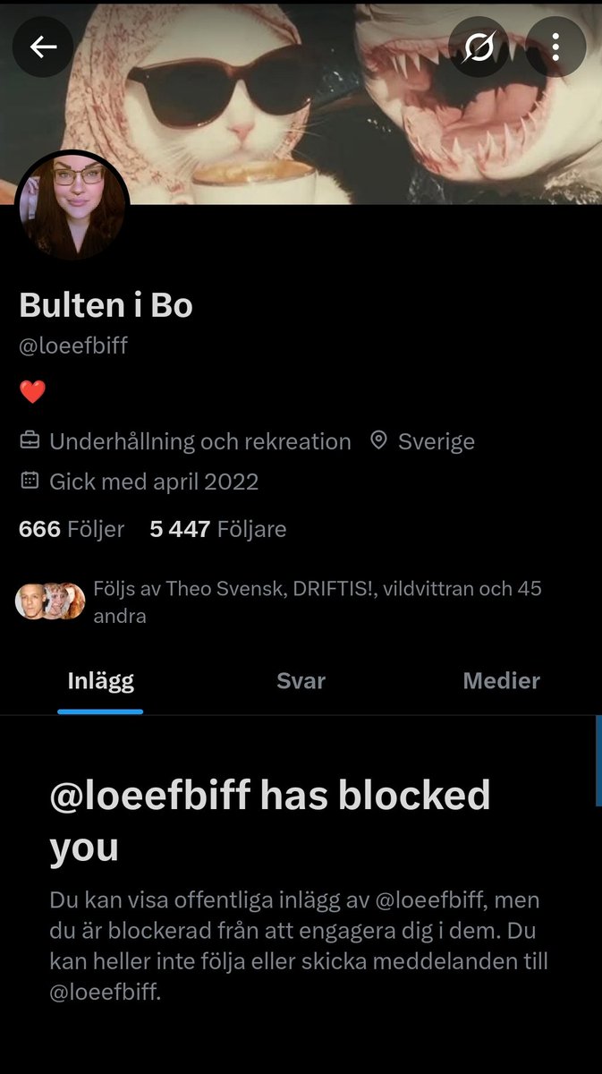 Ett hysteriskt fruntimmer följde mig och blockerade mig för att jag var ärlig. Så oväntat. <a href="/loeefbiff/">Emma Louise. 🌸</a>
