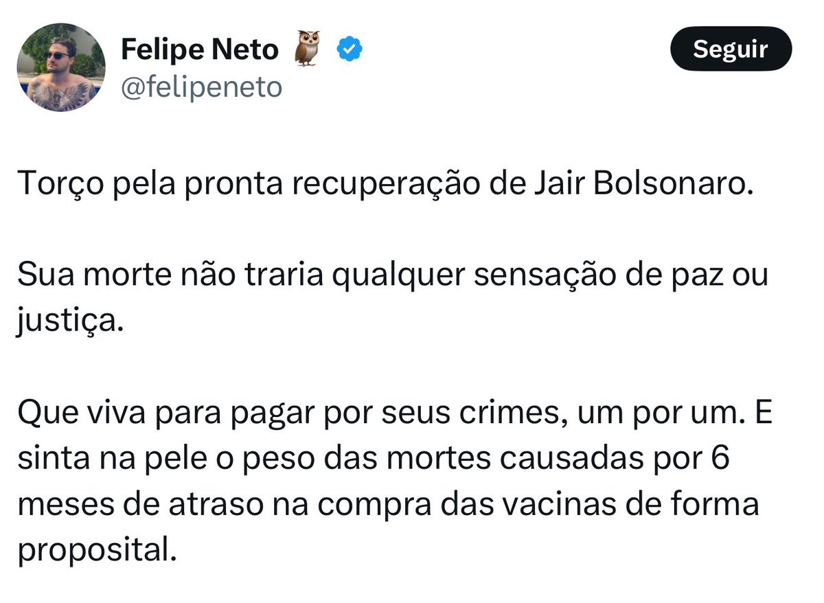 O discurso do "pacificador", que fica arrotando tolerância e chamando qualquer um que discorda dele de "desumano". E depois mete vídeo falando pra você ler livros com tom de virtuoso. Se alguém fizesse esse mesmo comentário para o Lula, ele faria questão de pegar como exemplo pra
