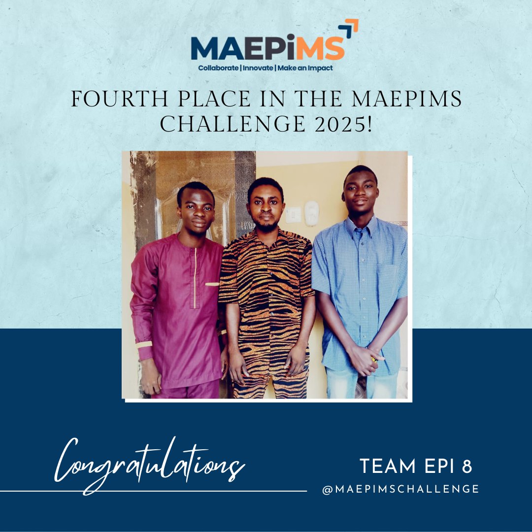 Congratulations to Team EPI 8 on finishing 4th place in the MAEPiMS Challenge! 

We’re incredibly proud of what you’ve achieved and excited to see where your skills and determination will take you next. 

The journey ahead is bright!
#MAEPiMSChallenge #Innovation