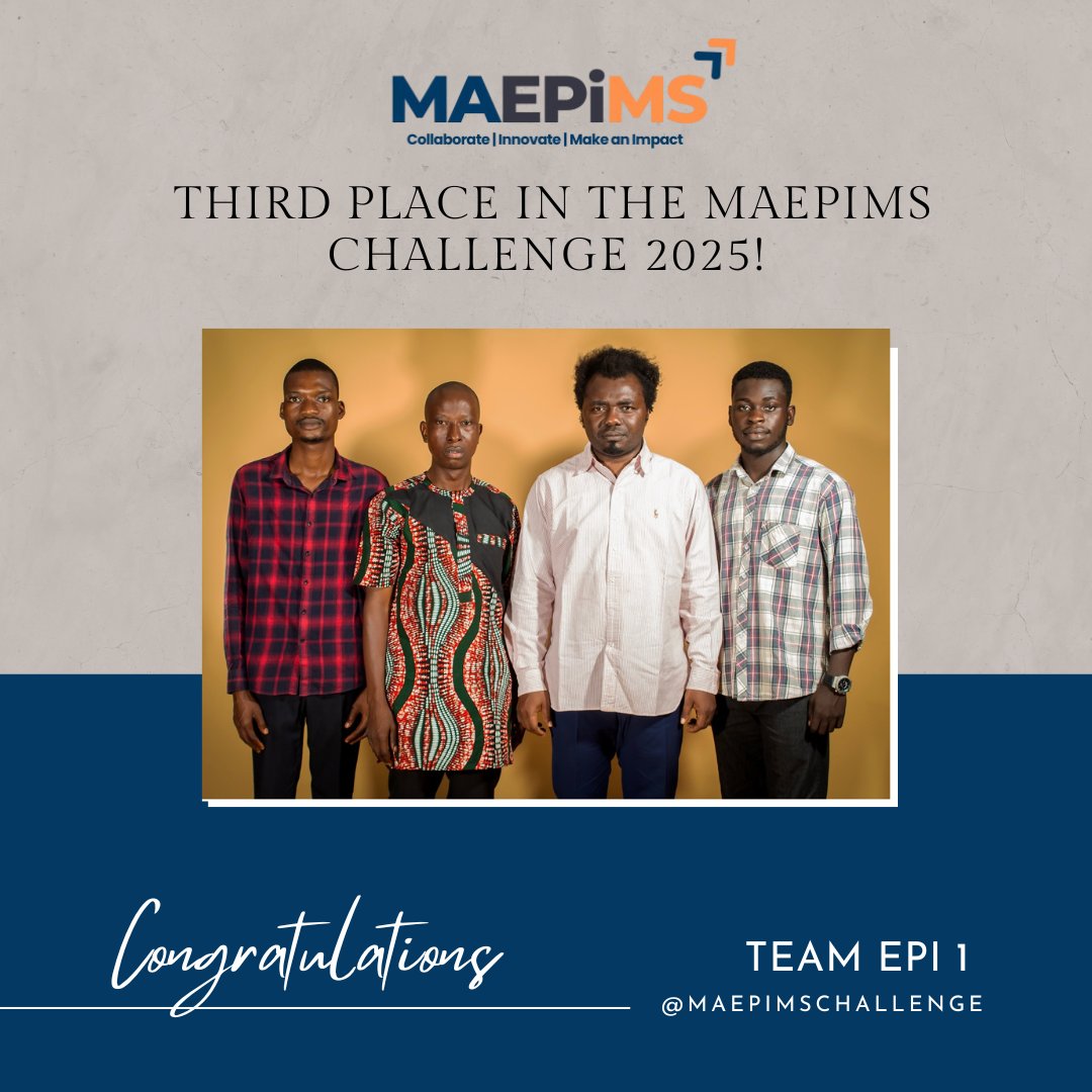A big congratulations to Team EPI 1 for achieving 3rd place in the MAEPiMS Challenge! 

We’re proud of this milestone and even more excited for what lies ahead for each of you. Keep leading, keep innovating.

#Maepimschallenge