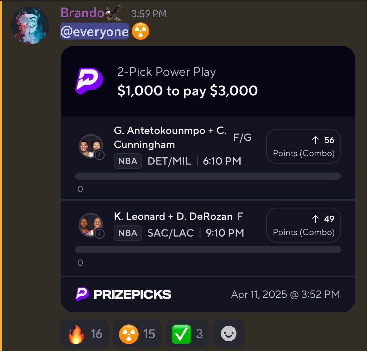 NBA 2 man nuke☢️
#NBA #Prizepicks #Discord #SportsBetting