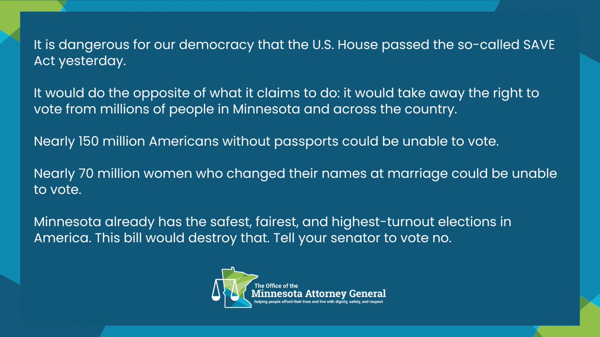 My statement on the U.S. House passing the so-called SAVE Act.