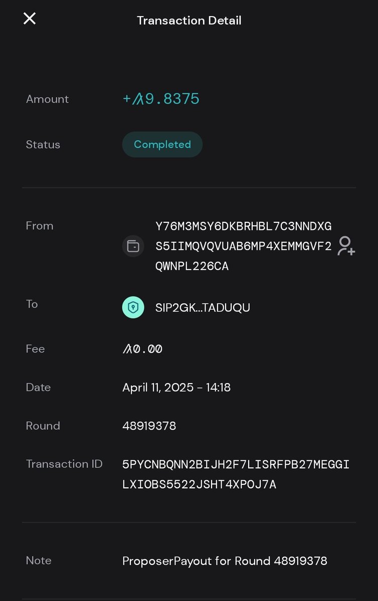 DingusMungus's tweet image. First block payout!
#Algorand #Staking #NodeKit