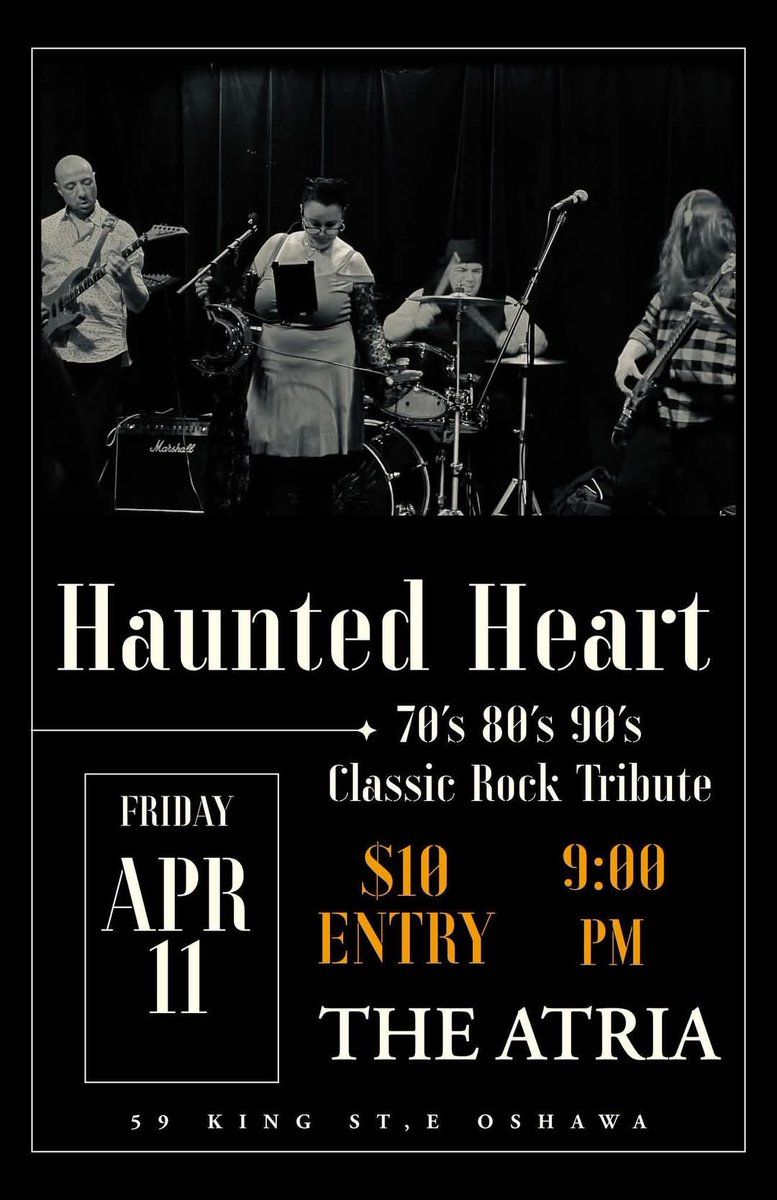 Tonight
Haunted Heart at #TheAtria #oshawa #GTA #livemusic #SupportLiveMusic