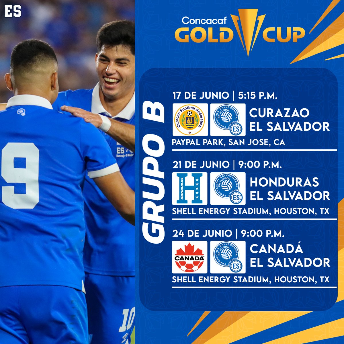 📋 | 𝐋𝐚 𝐒𝐞𝐥𝐞𝐜𝐭𝐚 🟦⬜️

➡️ ¡Ya tenemos horarios! ⌚️

Así será la programación de nuestra #AzulYBlanco en la <a href="/GoldCup/">Gold Cup</a> 2025

¡Dale El Salvador! 🇸🇻

#LaSelecta #Concacaf