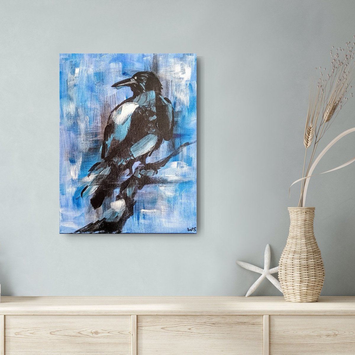 WittmannSvetla1's tweet image. A black crow rests beneath a soft blue sky. 🖤🌤️
Still, alert, listening to whispers only he can hear.
11x14 acrylic painting on stretched canvas — original and one of a kind. ✨
Looking for a new home. DM ! 💌
#CrowMagic #OriginalArt #BirdArt #AcrylicPainting #ArtForSale