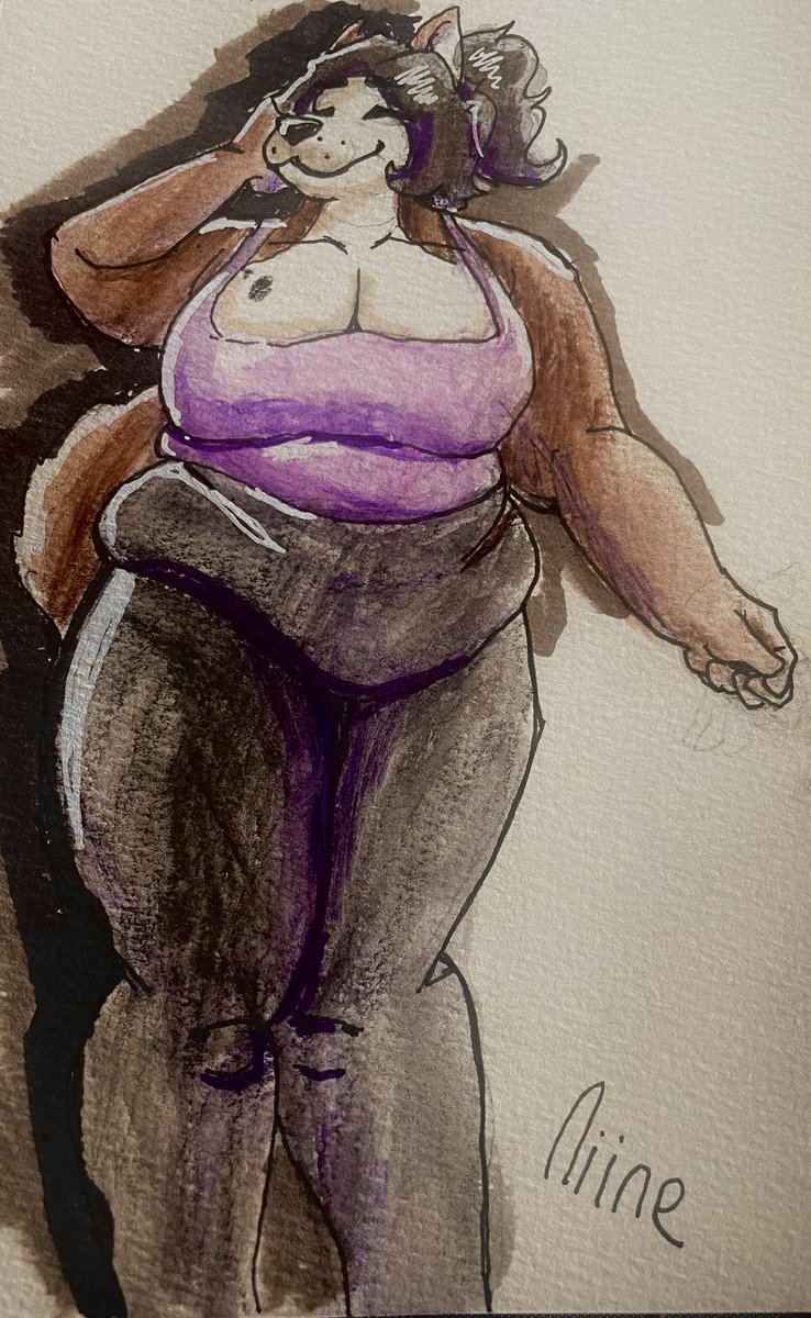 A special watercolor trade piece for <a href="/lonnyk67279/">Lani K (2/3 Comm Slots Open!)</a>  #fat #furry #furryartwork