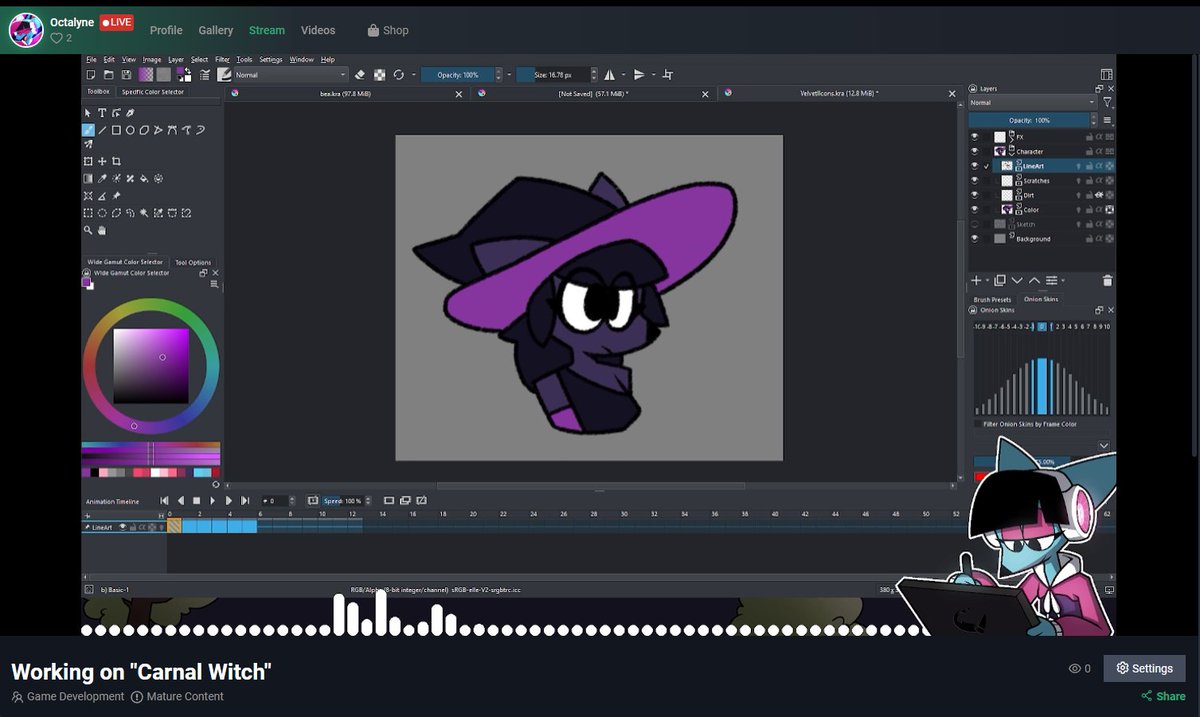 Octalyne's tweet photo. Streaming once again on https://t.co/CGvrn4YJ3r about Carnal Witch; the video game I made that laid dormant for half a year. https://t.co/T9L53gdvTM