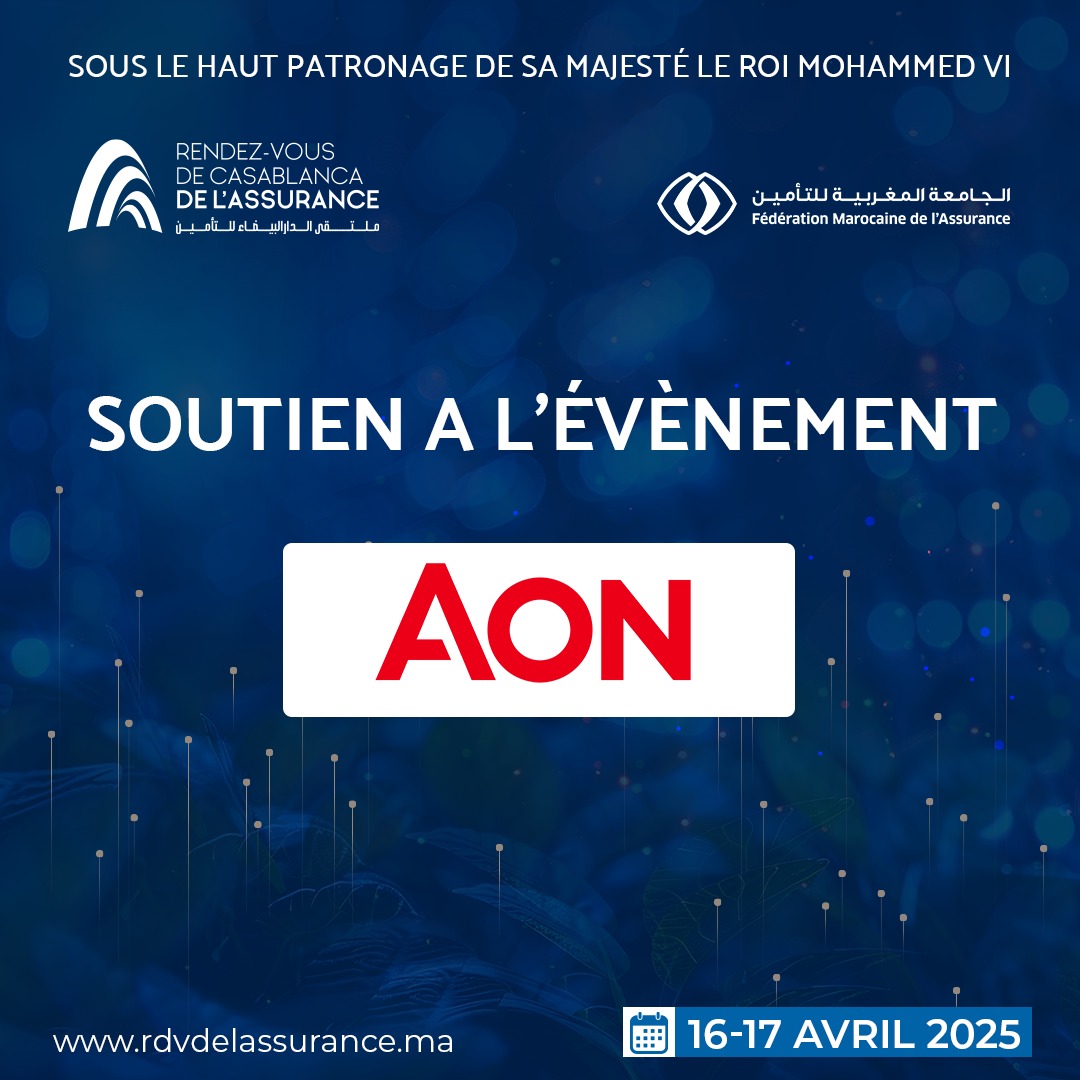 AON soutient la 11ème édition du Rendez-Vous de Casablanca de l'Assurance qui se tiendra les 16 et 17 avril 2025 sous le thème : « Nouvelles technologies et IA : Quelles opportunités pour l’Assurance ? ». 

🔗 rdvdelassurance.ma 

#RDVCA2025