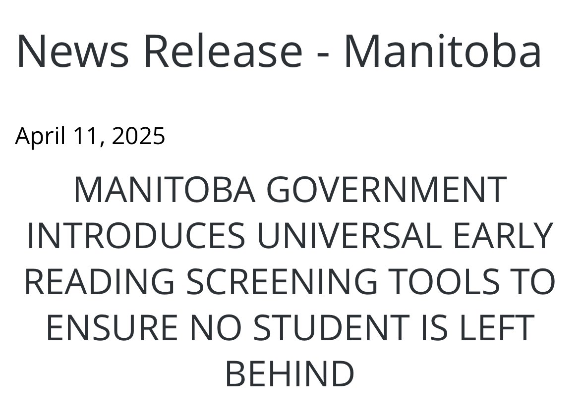 Finally!! “School divisions will select from standardized evidence-based screening tools to ensure the program is reliable and can predict students who may be at risk of future reading difficulties including dyslexia.”
#saydyslexia news.gov.mb.ca/news/?archive=…