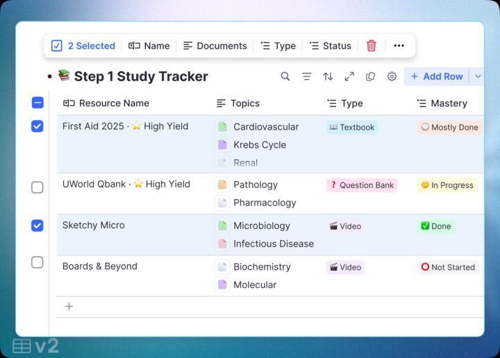 In the latest update, you can now bulk-edit table rows. Click the checkboxes next to desired rows, then bulk-edit their values from the new floating toolbar.