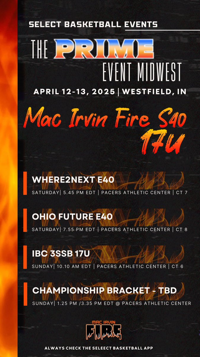 Both 17 select and the Godfather team will be on display this weekend in Indy. Major competition on deck for both. Can’t wait to see both teams playing at a high level.