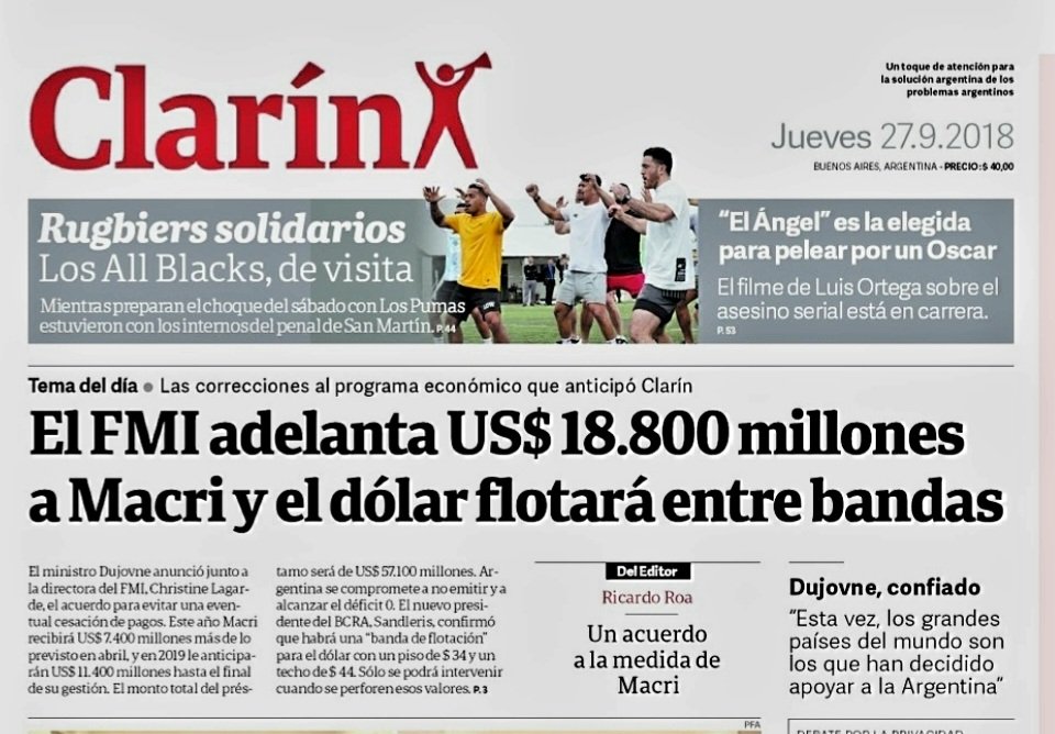 AlePeronista's tweet photo. 🔴PRÉSTAMO DEL FMI, DEVALUACIÓN Y FLOTACIÓN ENTRE BANDAS DEL DÓLAR....PERO CÓMO NO SE LE OCURRIÓ ANTES A NADIE❓️

Los argentinos no aprendemos más‼️

Repetimos la historia, con los mismos actores, las mismas recetas y por lógica con los mismos nefastos resultados

SE VIENE... https://t.co/o6p4uYiOBT