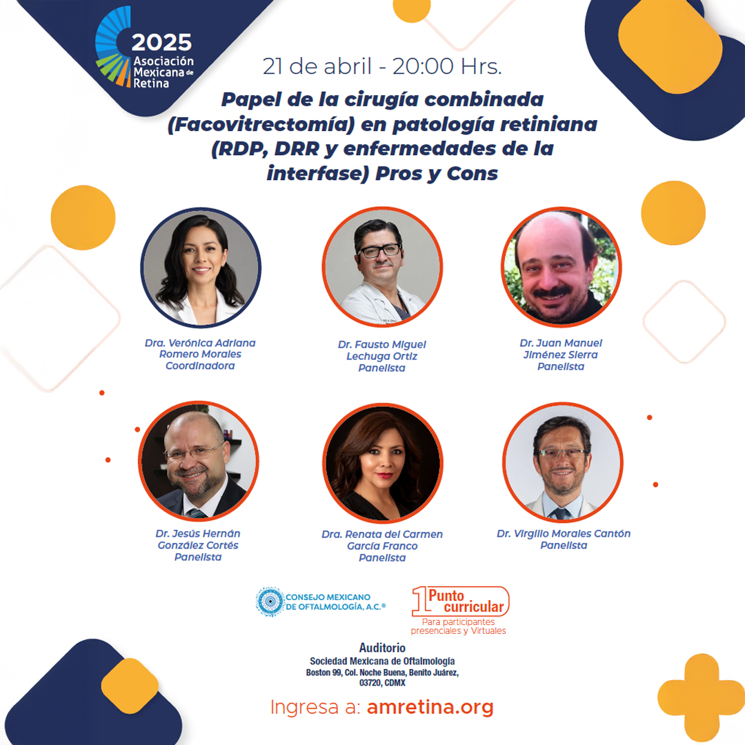 Próxima sesión académica 
de la AMR 21 Abril del 2025

👉 amretina.org 

#AMR #ReunionAnualdeRetina #OftalmologosdeRetina #Retina #Retinologos #soymedicocertificado #AMRMexico #RetinaLATAMcases300 #RetinaLATAM
